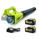 Leaf Blower Cordless, 21V Powerful Electric Leaf Blower with 2 * 4.0Ah Batteries & Fast Charger, 2-Speed Power Settings, Battery Powered Blowers for Lawn Care, Yard, Lawn, Patio, Dust, Blows Leaves