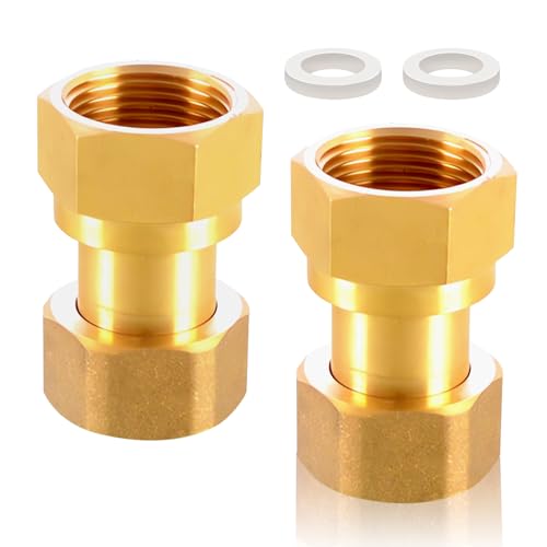 2 unidades de conexión con tuercas de unión giratorias en ambos lados, rosca G1 de latón IG, 1 pulgada, paso de rosca móvil, DN25, para aire, aceite, agua