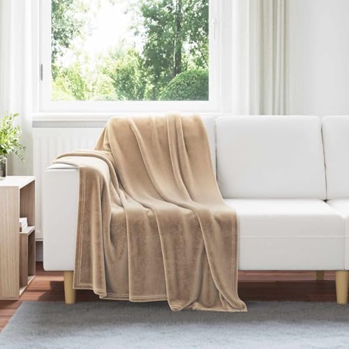 Couverture polaire camel, le jeté doux des instants complices