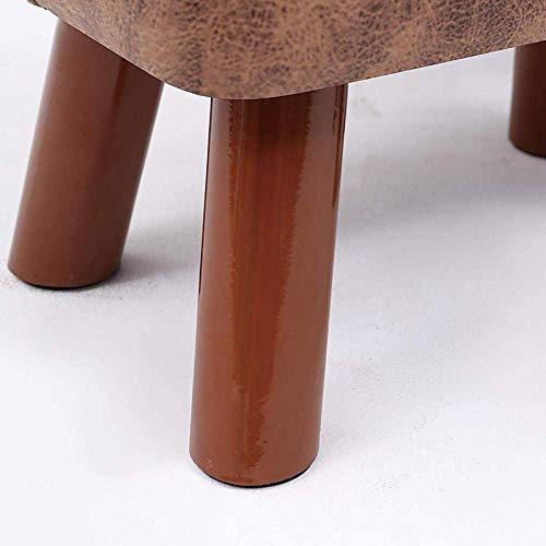 Repose-Pieds Ottoman en Cuir Rembourré avec Pieds en Bois - 6