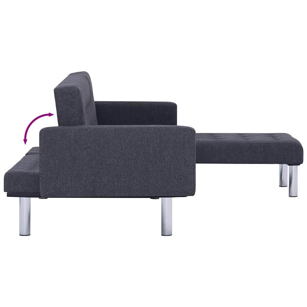 Sofá cama en forma de L gris oscuro poliéster