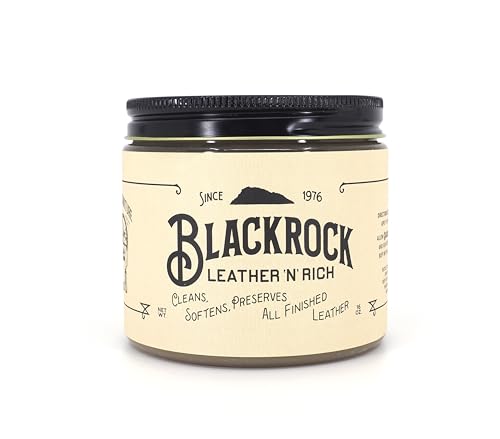 Blackrock Leather N Rich 16 oz Leather Cleaner & Conditioner, Premium 2-in-1 Care, Made in USA – Leather Balm for use on Furniture, Car Interiors, Saddles & Horse Tack, Shoes, Bags, and Jackets