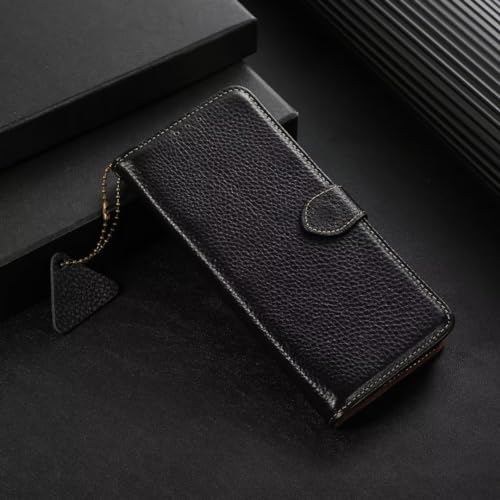 Coque Xiaomi Redmi 12 4G en cuir véritable grain de litchi élégant