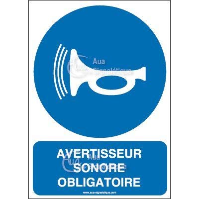 Panneau avertisseur sonore obligatoire en plaque Aluminium Dibond rigide 3 mm