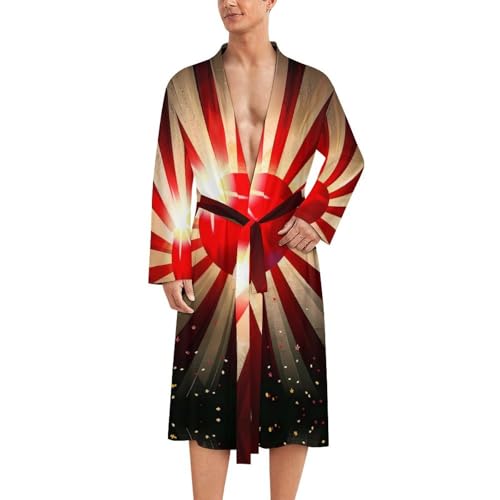 Japanese Rising Sun Flag Light Rays Funny Men's Robe Soft Lightweight Bathrobe Long-sleeve Spa Robes