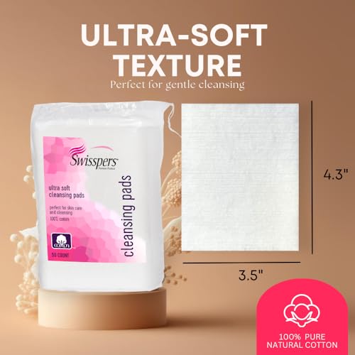 Swisspers Q GAHT 0050 R01803 SPP Premium Ultra Soft Cleansing Pads – 50 Count (Pack Of 3) – Large Rectangular Pads For Gentle And Versatile Skincare – 100% Lint-Free Cotton thumb #2