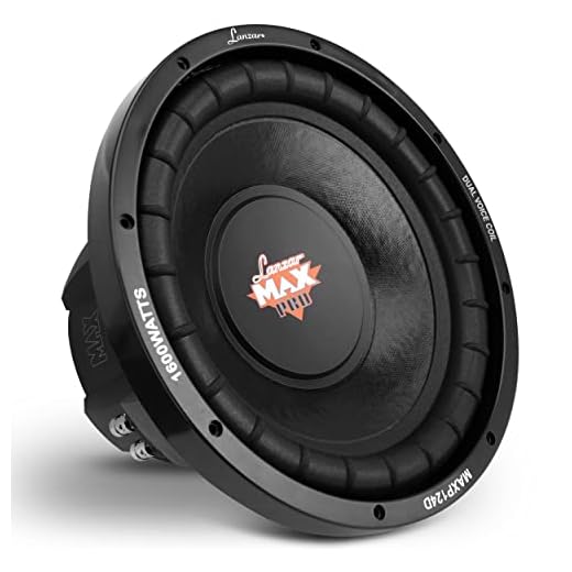 Lanzar 12in Car Subwoofer Speaker - Black Non-Pressed Paper Cone, Stamped Plastic Basket, Dual 4 Ohm Impedance, 1600 Watt Power - MAXP124D