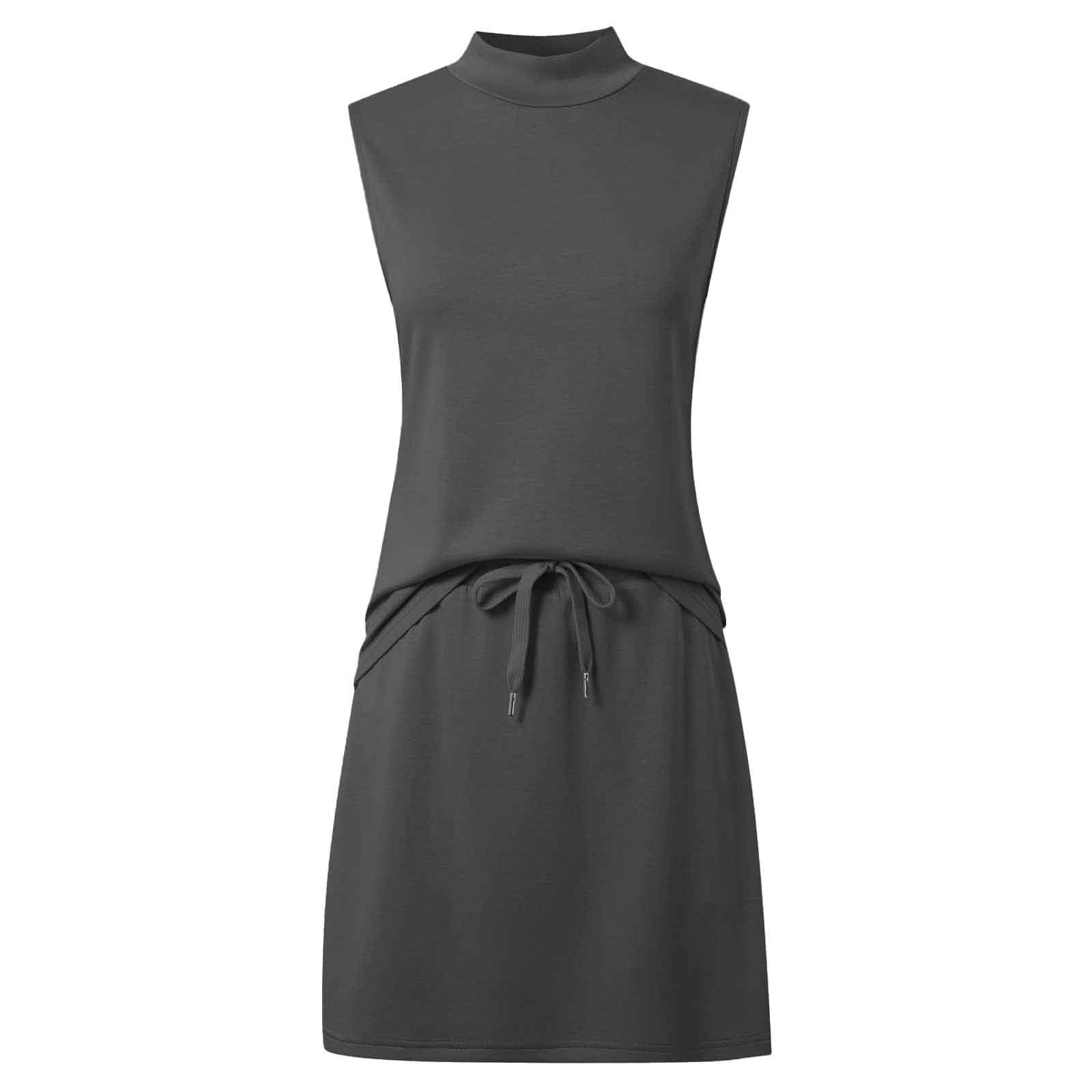 Damen Set mit ärmellosem Stehkragen Top elastischem Minirock für modischen Casual Sport Style