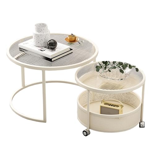 Tables gigognes en verre trempé et acier lot de 2 bout de canapé blanc