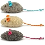 SmartyKat (3 Count) Skitter Critters Catnip Cat Toys - Gray/Cream, 3 Count