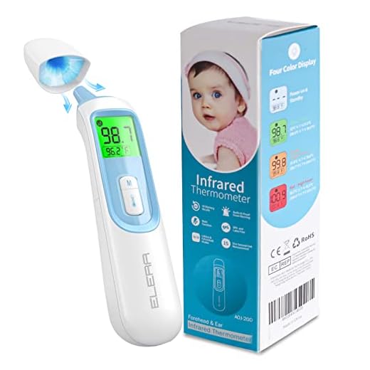 Ear Thermometer for Baby, ELERA Infrared Thermometer with Automatic Switching Mode of Ear & Forehead, 1s Measurement, 4 Color Backlight Display with Fever Indicator