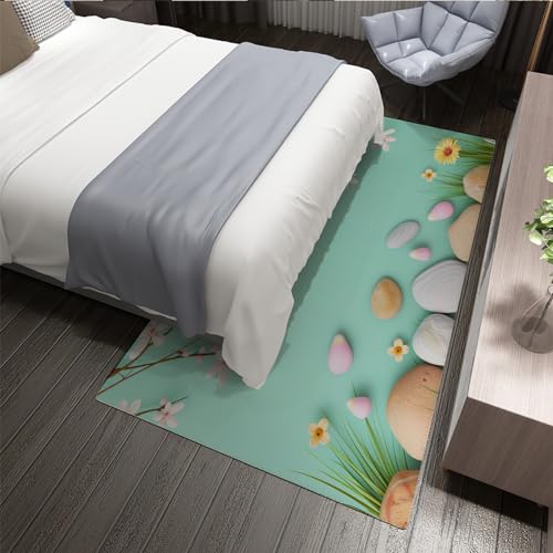 Tapis antidérapant lavable motif floral vert 150x210cm - 4