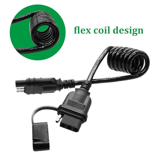 Image of 4 Way Flat Trailer Extension Coiled Cable, 4 Pin Trailer Wire Extension Harness Male and Female Stretchable Coiled with Dust Cover 36 inch /3 FT 18 Guage