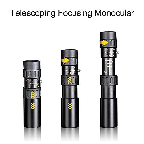 Tomshin Telescópio monocular retrátil com prisma bak4 de alta definição, 10-300x40 zoom, com estojo