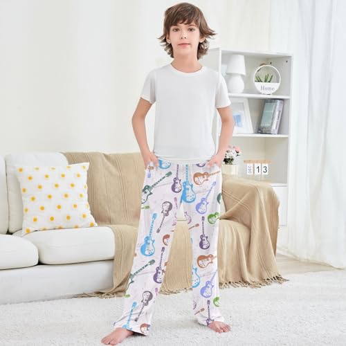 Boy's Pants Guitar Musical Note Jogger Pants Elastic Waist Long Bottoms Trousers with Pockets 6-14 Years 5