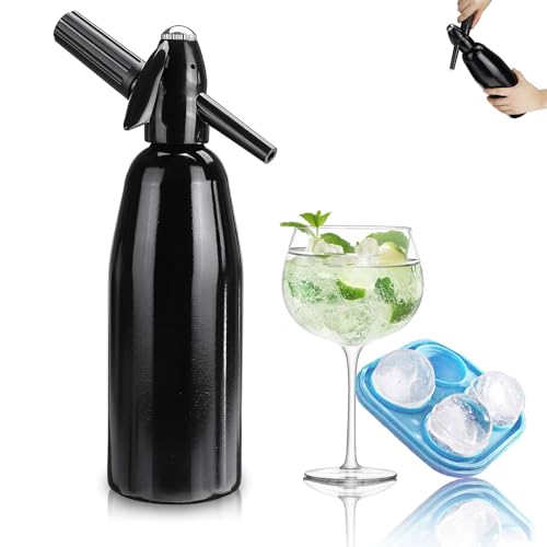 Atldmphic Fabricantes de refrescos, máquina portátil de agua con gas de 1 litro, máquinas de agua carbonatada, para agua de soda, cócteles, no incluidos, cartuchos de CO2 de 8 g, color negro