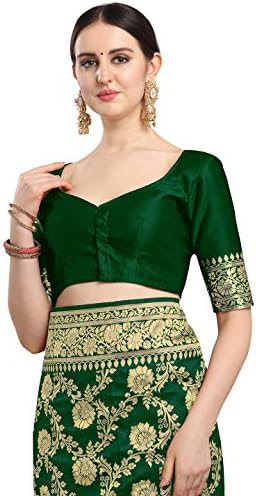 EthnicJunction Women's Kanchipuram Silk Half and Half Woven Saree With Blouse Piece