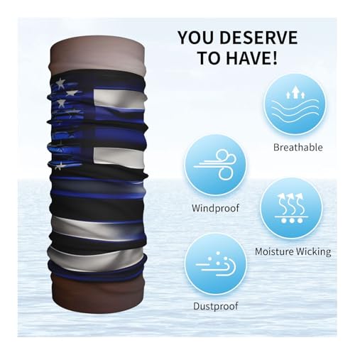 American Thin Blue Line Flag print Neck Gaiter Face Mask,Sun Cooling Scarf,Balaclava Bandana Cover for Men Women4