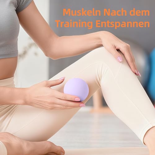 Massage Lacrosse Bälle für Myofasziale Entspannung, Triggerpunkttherapie und Yogatherapie, Fußmassageball zur Linderung von Plantarfasziitis Violett 3