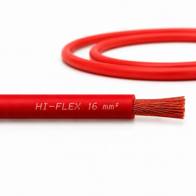 electrosmart 16mm Hi-Flex Battery Cable Welding Red Black Car Starter Power Live Earth 110 Amp Wire (Red, 5m)