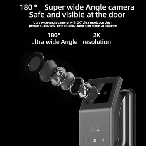 Cerradura de puerta inteligente con cámara y reconocimiento de huellas dactilares para control de acceso de video de seguridad en el hogar