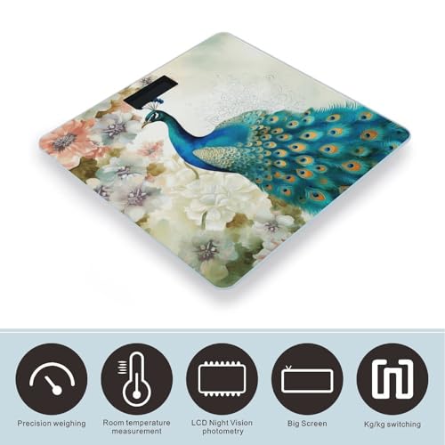 Báscula digital de baño con vidrio templado y pantalla LED miniatura 3