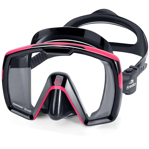 Image of Freela Adult Swim Goggles Mask Tempered Glass Anti Fog Waterproof 180Clear | Youth Compatible, Tempered Glass, Pool Snorkeling Open‑Water Swim Soft Silicone Nose Cover Design, Underwater Sightseeing