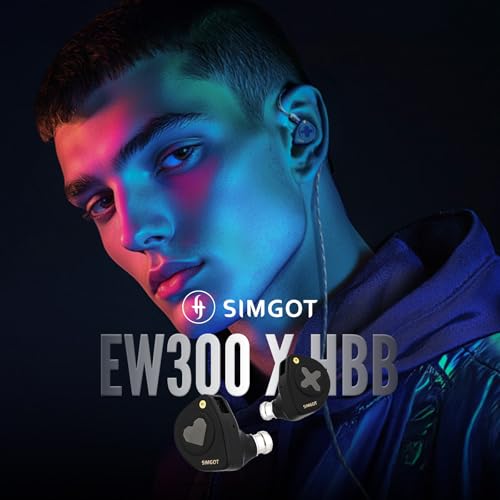 Image of Linsoul SIMGOT EW300 1DD+1Planar+1PZT Hybrid Driver in Ear Monitor, Wired Earbuds IEM, Gaming Earbuds with Detachable Nozzles, Silver-Plated OFC IEM Cable for Audiophile Musician (EW300 HBB)