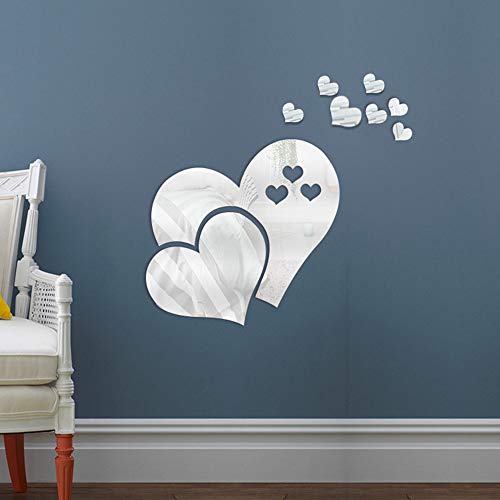 Ccinee 23Pcs Heart Shape Mirror Wall Sticker 3D Art Wall Decal Removable Mirror Wall Sticker For St. Valentine's Day Home Decoration #TOP4