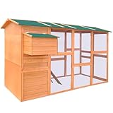 Avec un bac coulissant vernis Poulailler en Bois, Cage Maison pour Poules Extérieur 295 x 163 x 170 cm Bois