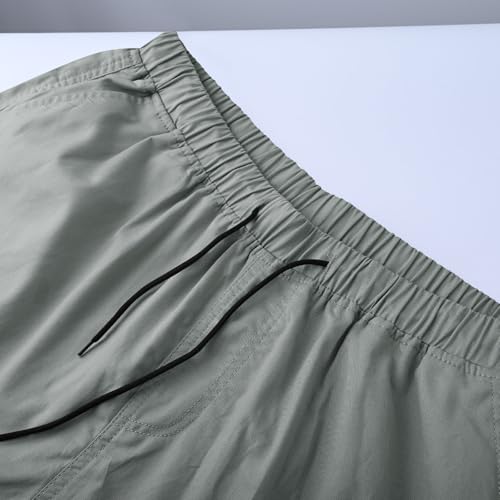 Image of Mens Cargo Shorts Lightweight Stretch Outdoor Hiking Short Gym Casual Shorts Drawstring Elastic Waist Multi Pockets