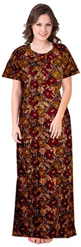 Image of WiWi Nighty for Women Cotton Printed Maxi Gown Ankle Length Nighty Night Dress Gown for Women Maxi - Free Size (Pack of 2)