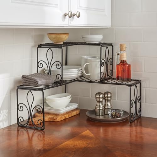 BrylaneHome 2-Tier Corner Shelf - Black