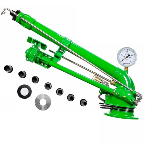 2 Farm Irrigation Sprinklers Tripod Sprinkler with Pressure Gauge 360Adjustable Large-Area Watering Spray Flange Connection for Farmland Farm Irrigation Industrial Dust Removal