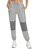 Aseniza Pantalon Chandal Mujer Pantalones Deportivos para Mujer con Bolsilpara, Pantalones Deporte Mujer Largos para Yoga Jogging Gimnasio Ejercicio(Gris Claro,S)
