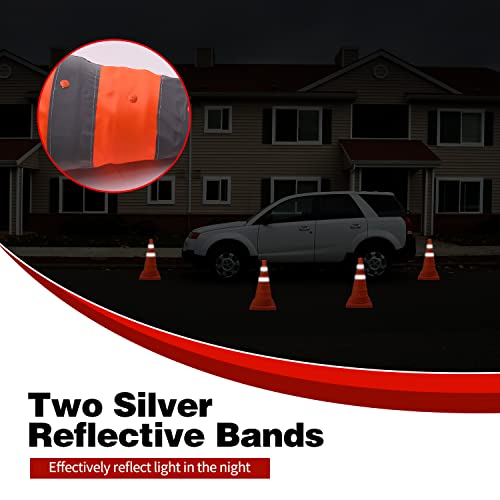 18In Collapsible Traffic Cones, 4 Pack Parking Cones, Orange Road Safety Cones, Traffic Cone, Multi Purpose Pop-Up Cones With Reflective Collar For Road Safety, Driving Training, Parking Lots #TOP5