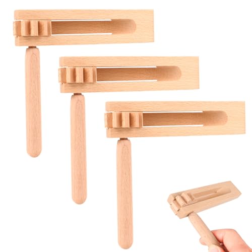 Crecelle en Bois 3 Pièces, Jouets à Cliquet en Bois pour Enfants, Créateur de Bruit à Cliquet, Instrument de Musique pour Enfants, pour Jeux, Événements Sportifs