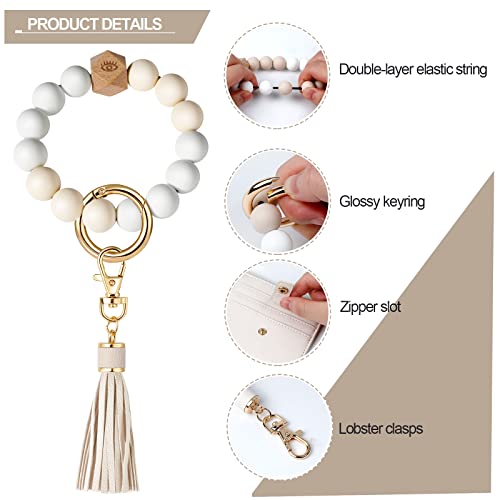 Hicdaw Wristlet Bracelet Keychain Wallet for Women 9 Slots Credit Card Holder Tassel Purse Silicone Key Ring with Gift Box - Image 5