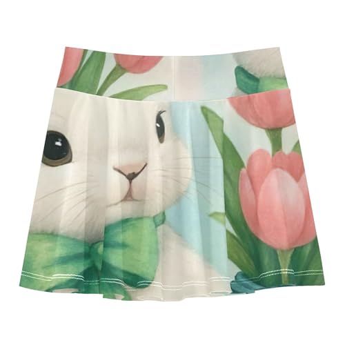 Tennis Skirts Kids Cute Easter Bunny Blue Bird Athletic Shorts Girls Skorts Print Pleated 4t2