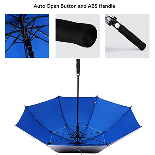 G4Free 54 Inch Uv Protection Golf Umbrella Auto Open Vented Double Canopy Oversize Extra Large Windproof Sun Rain Umbrellas (Silver/Blue) #TOP7