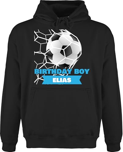 Hoodie Herren Pullover Männer - Bedruckt - Birthday Boy mit Name personalisiert Fußball Geschenk Geburtstag Geschenke Fussball Geschenk Fußball Geburtstag Geschenke Fussball Junge I - XL - Schwarz