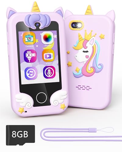 Kinder Handy Smartphone Spielzeug Einhorn-Geschenke und Spielzeuge für Mädchen und Jungen im Alter von 38 Jahren Spiel-Touchscreen-Telefon mit Musik Dualkamera Geschenk zum Geburtstag