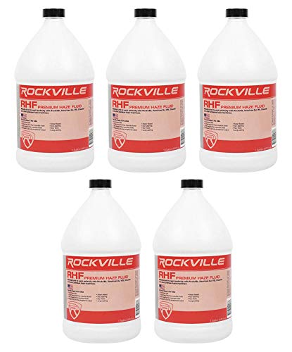 (5) Rockville RHF Gallon Water-Based Haze Machine Fuid Juice/Non-Clog/Long Hang Time
