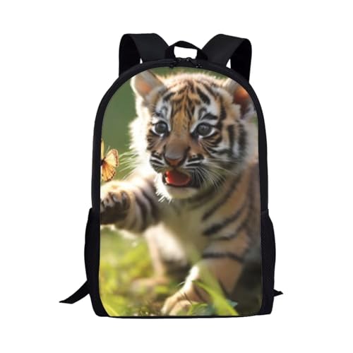 AmzPrint Baby Tiger Animal Print Backpack For School 3D Printing School Student Bag 17 Inch For Man/Kid/Girl/Boy/Woman