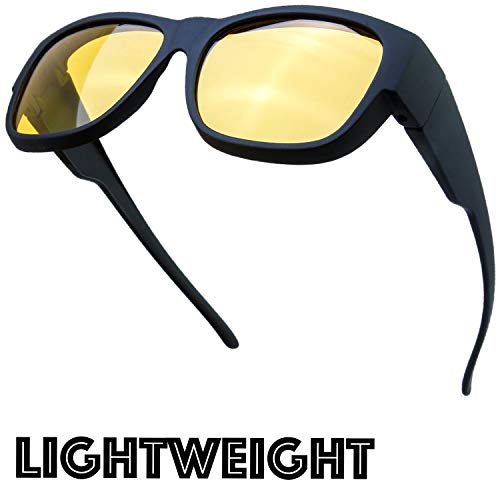 Image of The Fresh High Definition Polarized Wrap Around Shield Sunglasses for Glasses - Leather Eyeglasses Case