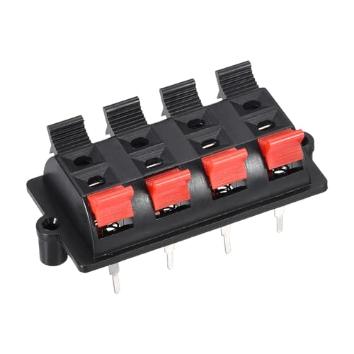 Rebower Connecteur de Bornier à Ressort à Poussée pour Haut-Parleur, 2 Rangées de 8 Positions, [pour Haut-Parleur, Lecteur Audio] - Diamètre du Trou de...