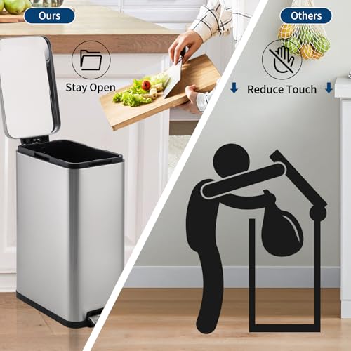 Caneca de basura rectangular de acero inoxidable 50 L miniatura 6