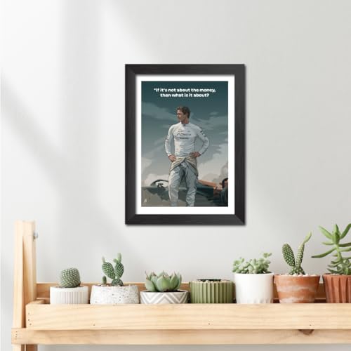 Image of TenorArts F1 Movie Poster Hollywood Movie Posters Vector Art Photo Frame Painting With Dark Wooden Texture (12inches x 9inches)