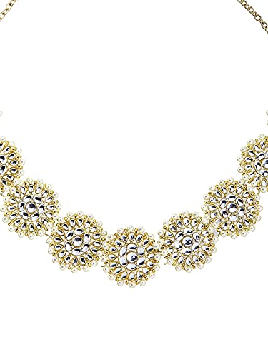 Karatcart Floral Shape Kundan Studded Metal Hairband for Women, Pack of 1 - Gold - Image 4