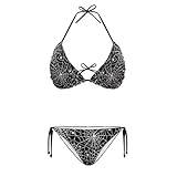ELEDIZI Spider Web Gothic Swimsuits for Women Triangle Bikini Sets High Waisted High Cut Bikini Sets for Women Sexy Bathing Suit for Women 2 Piece Bikini Beach Vacation Outfits for Sunbathing,Size XXL